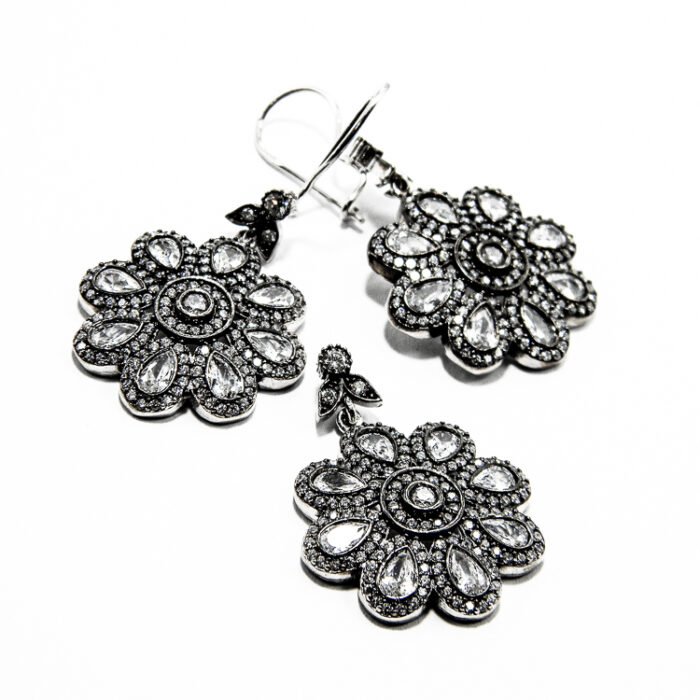 Set din argint cu pietre zirconiu - stil vintage - motive florale - S180E15DX - imagine 3