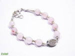 Bratara handmade unicat din argint cu cuart roz si pietre zirconiu - HM0716 - imagine 2