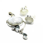 Set unicat din argint cu piatra lunii si topaz bleu - stil vintage Art Nouveau - S289Y20EX - imagine 8