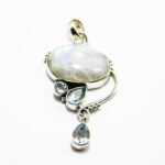Set unicat din argint cu piatra lunii si topaz bleu - stil vintage Art Nouveau - S289Y20EX - imagine 7