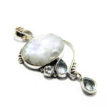 Set unicat din argint cu piatra lunii si topaz bleu - stil vintage Art Nouveau - S289Y20EX - imagine 4