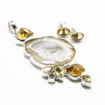 Set statement din argint cu geode de agat Druzy si citrin - Unicat - stil vintage - S229Y10FX - imagine 4