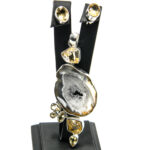 Set statement din argint cu geode de agat Druzy si citrin - Unicat - stil vintage - S229Y10FX - imagine 3