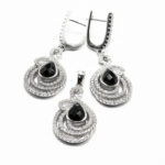 Set fashion din argint cu pietre negre si pietre zirconiu - Oxana - S150A9DX - imagine 7