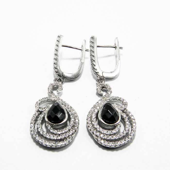 Set fashion din argint cu pietre negre si pietre zirconiu - Oxana - S150A9DX - imagine 5