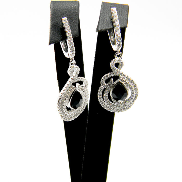 Set fashion din argint cu pietre negre si pietre zirconiu - Oxana - S150A9DX - imagine 3