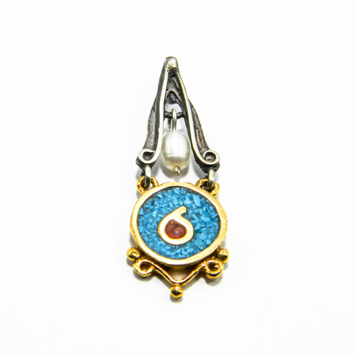 Set unicat handmade din argint cu turcoaz si perle - stil oriental - S135F31F - imagine 8