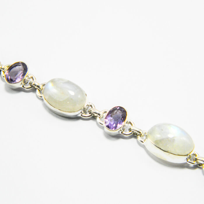 Bratara argint cu piatra lunii si ametist - stil oriental - B240Y66G - imagine 4