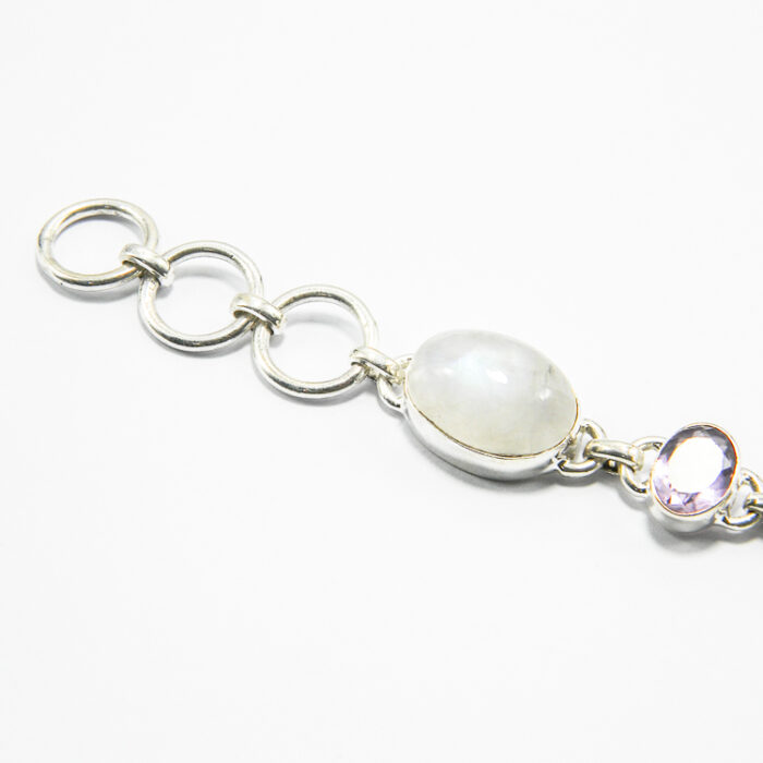 Bratara argint cu piatra lunii si ametist - stil oriental - B240Y66G - imagine 5