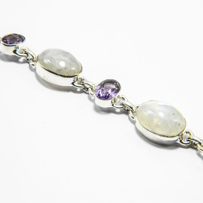 Bratara argint cu piatra lunii si ametist - stil oriental - B240Y66G - imagine 2