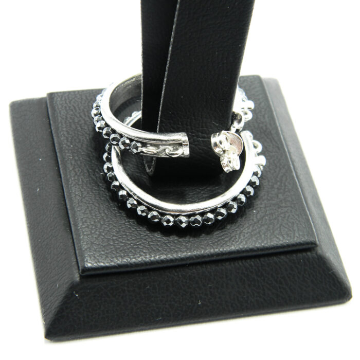 Cercei rotunzi din argint cu hematit - Unicat - Handmade - K200E62EX - imagine 4