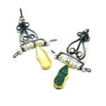 Cercei unicat din argint cu smarald si perle - stil oriental - K135F16E - imagine 5