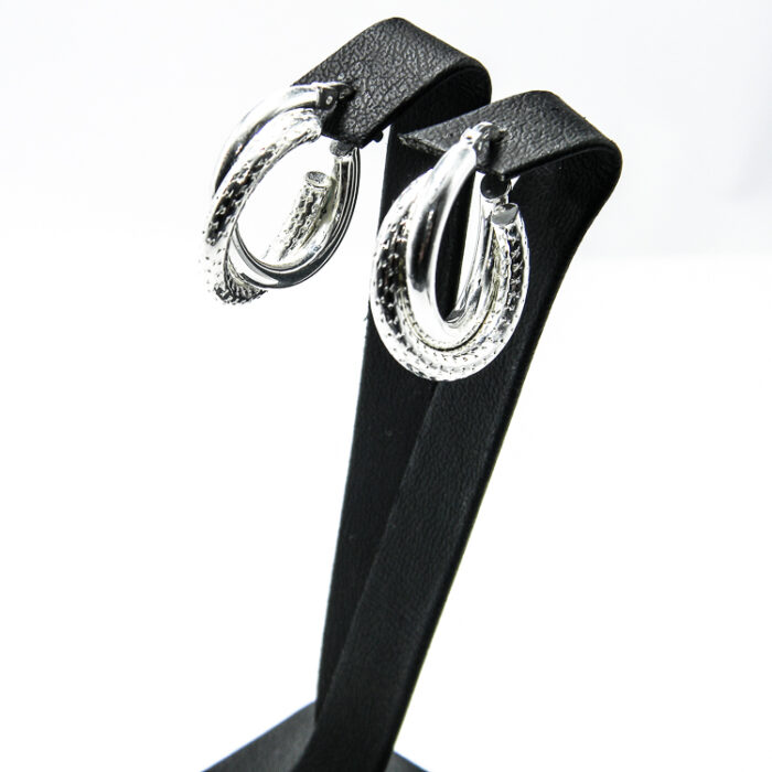 Cercei rasuciti din argint fara pietre - stil fashion - Rona - K170A59E - imagine 2