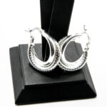 Cercei rasuciti din argint fara pietre - stil fashion - Rona - K170A59E - imagine 3