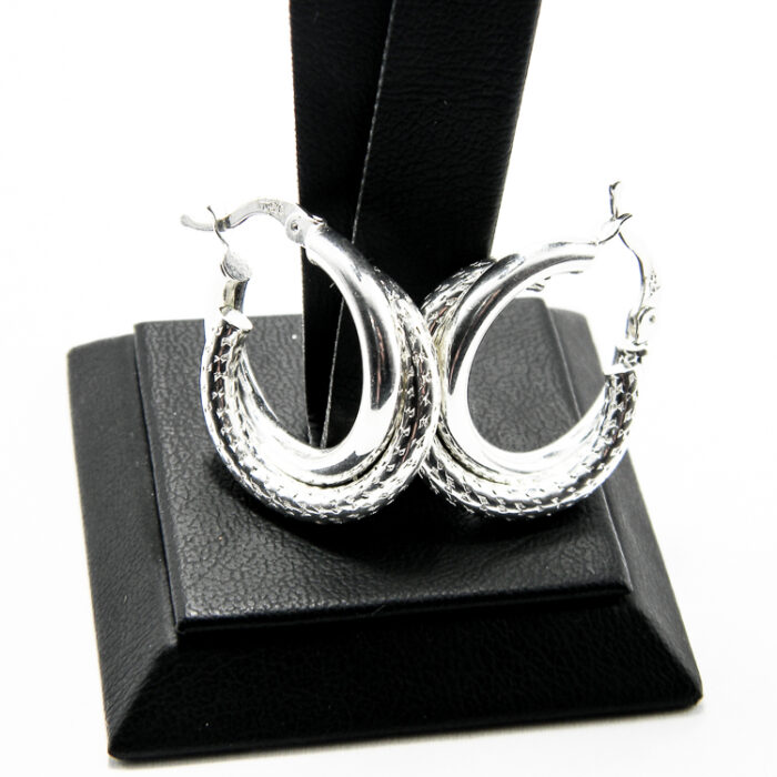 Cercei rasuciti din argint fara pietre - stil fashion - Rona - K170A59E - imagine 3