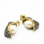 Cercei statement din argint cu perle si argint aurit - stil vintage - K210F2G - imagine 4