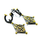 Cercei vintage handmade din argint antichizat si bronz - stil oriental - Unicat - K210F10G - imagine 4