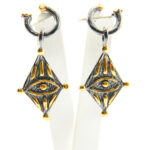 Cercei vintage handmade din argint antichizat si bronz - stil oriental - Unicat - K210F10G - imagine 5