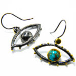 Cercei vintage handmade din argint si turcoaz natural - Ochiul Magic - Unicat - K210F8G - imagine 6