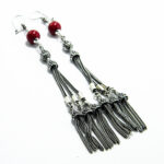 Cercei lungi din argint si coral - stil vintage oriental - Handmade - Unicat - K135HM37G - imagine 4