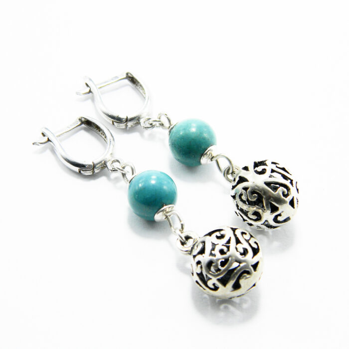 Cercei unicat handmade din argint si turcoaz - Theodora - K135HM115G - imagine 3