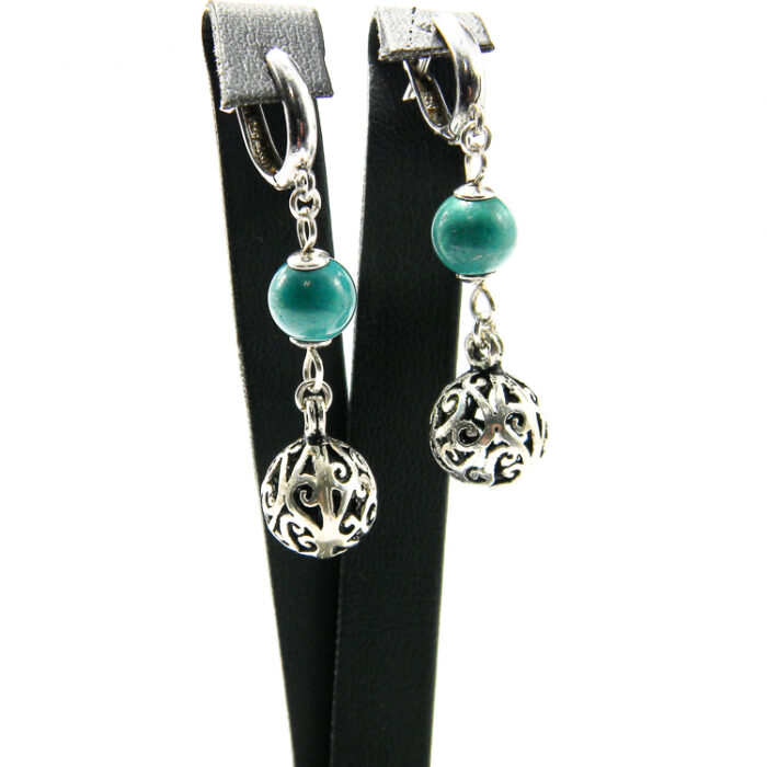 Cercei unicat handmade din argint si turcoaz - Theodora - K135HM115G - imagine 4