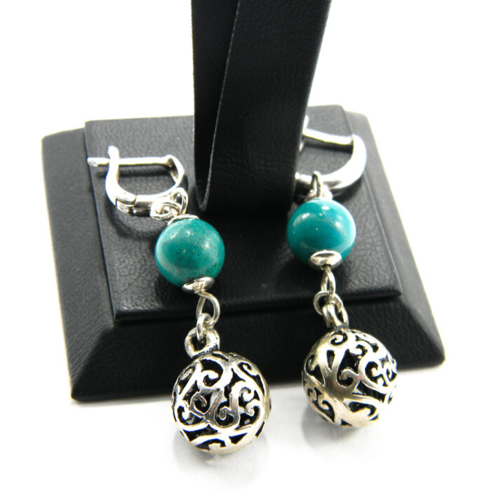 Cercei unicat handmade din argint si turcoaz - Theodora - K135HM115G - imagine 2