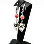 Cercei vintage handmade din argint cu coral - Capsuni - Unicat - K125HM113G - imagine 5