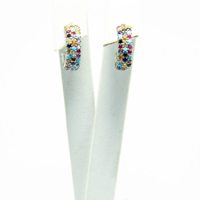 Cercei mici din argint cu pietre colorate - Celine - K165A112G - imagine 5