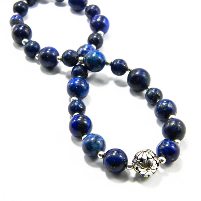 Colier unicat handmade din argint cu lapis lazuli - stil vintage oriental - HM0658X - imagine 2