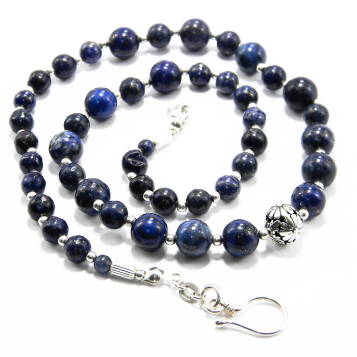 Colier unicat handmade din argint cu lapis lazuli - stil vintage oriental - HM0658X - imagine 7