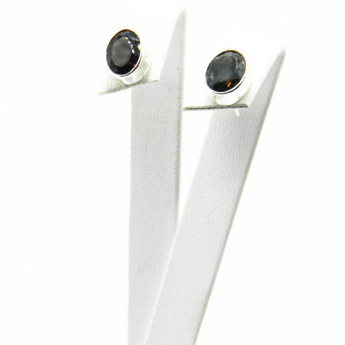 Cercei mici cu surub din argint cu cuart fumuriu - stil fashion - K240Y88G3 - imagine 3