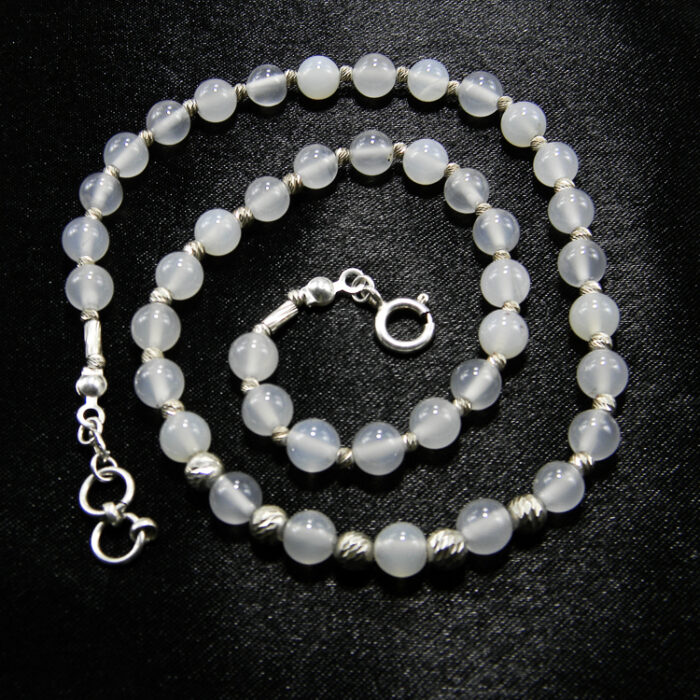 Colier handmade din argint si piatra lunii - Unicat - HM0776 - imagine 2