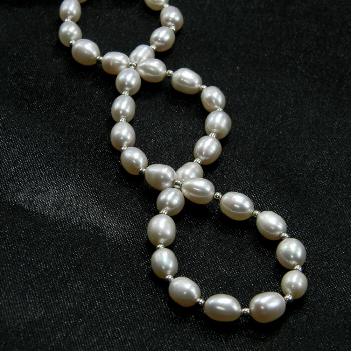 Colier unicat handmade din perle crem si argint - Coralia - HM0746X - imagine 2