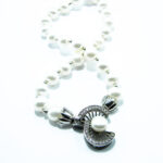 Colier vintage statement din perle albe si argint - Unicat - Handmade - HM0788X - imagine 3