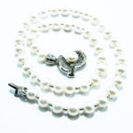 Colier vintage statement din perle albe si argint - Unicat - Handmade - HM0788X - imagine 10