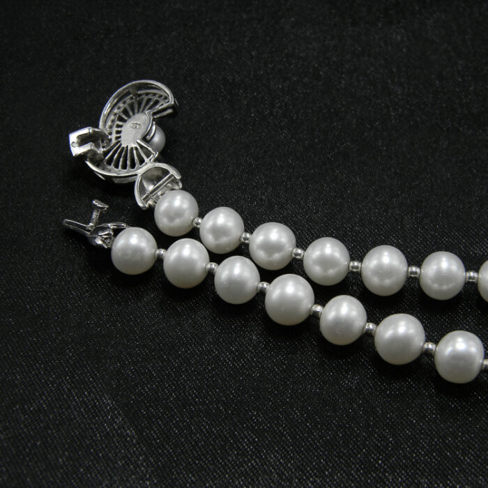 Colier vintage statement din perle albe si argint - Unicat - Handmade - HM0788X - imagine 7