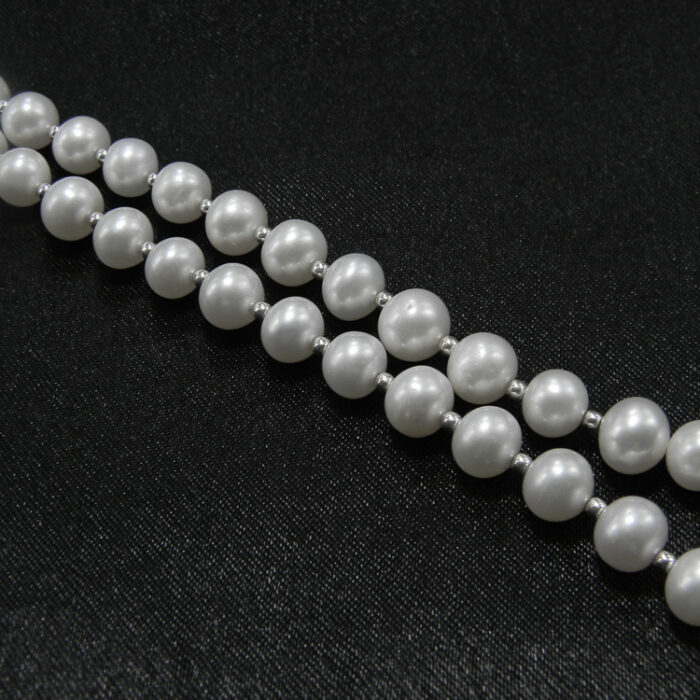 Colier vintage statement din perle albe si argint - Unicat - Handmade - HM0788X - imagine 6