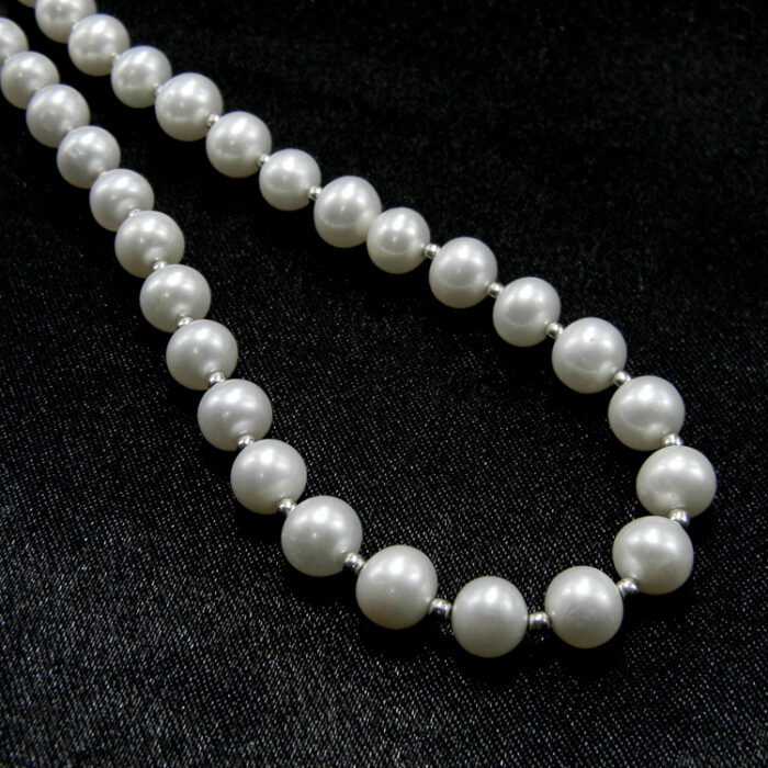 Colier vintage statement din perle albe si argint - Unicat - Handmade - HM0788X - imagine 9