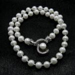 Colier vintage statement din perle albe si argint - Unicat - Handmade - HM0788X