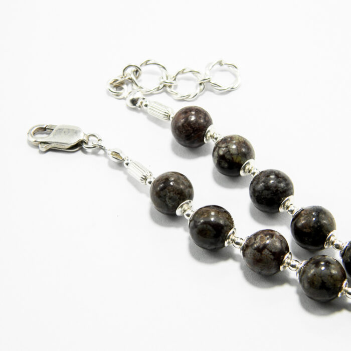 Colier unicat handmade din argint cu jasp oceanic - stil vintage - Unisex - HM0790X - imagine 5