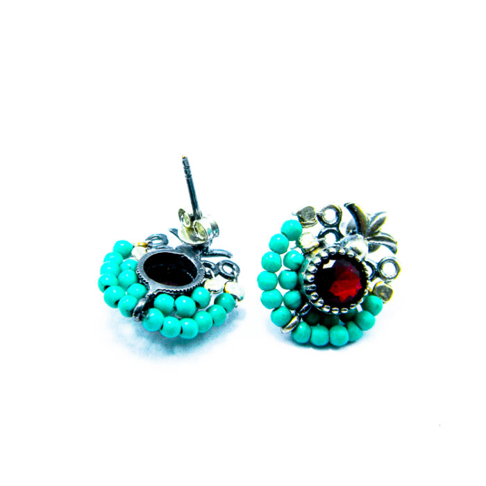 Cercei unicat din argint cu turcoaz si granat - stil oriental - K200E44F3 - imagine 6