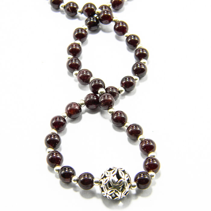 Colier unicat handmade din argint cu granat - influente florale - HM0657X - imagine 3