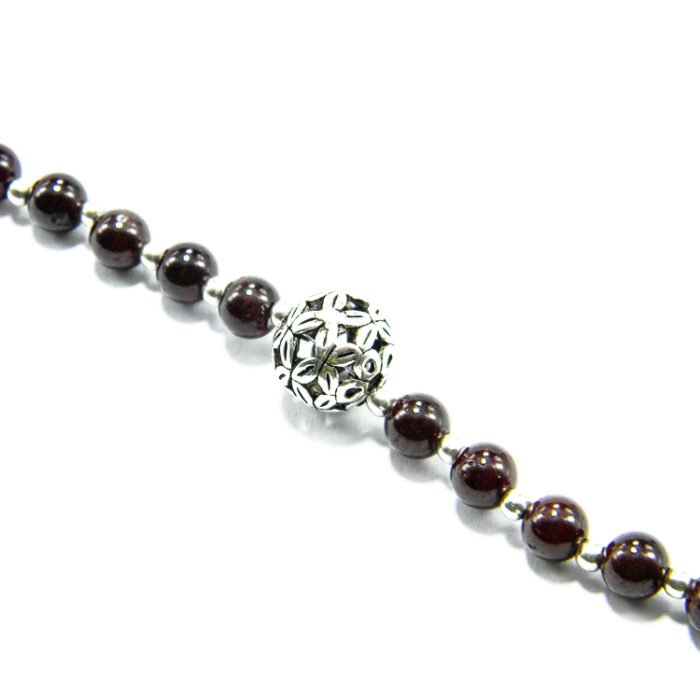 Colier unicat handmade din argint cu granat - influente florale - HM0657X - imagine 2