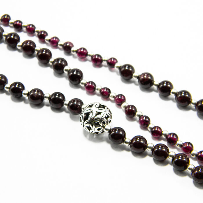 Colier unicat handmade din argint cu granat - influente florale - HM0657X - imagine 4