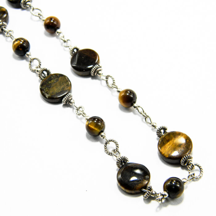 Colier unicat din argint cu ochi de tigru - stil vintage - Handmade - HM0513AX - imagine 3