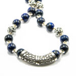 Colier handmade statement din argint cu lapis lazuli - stil vintage - HM0629X - imagine 4