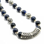 Colier handmade statement din argint cu lapis lazuli - stil vintage - HM0629X - imagine 6