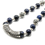 Colier handmade statement din argint cu lapis lazuli - stil vintage - HM0629X - imagine 3