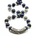 Colier handmade statement din argint cu lapis lazuli - stil vintage - HM0629X